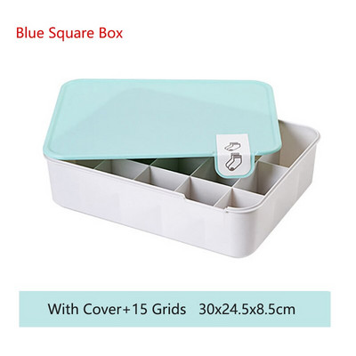 1/10/15 Решетка Пластмасова кутия за съхранение на бельо с маркировка Гардероб Органайзер Чекмедже за бельо Кутия за чорапи Органайзер за сутиени с капак