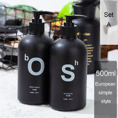 500 ml-es Nordic PET szappanpalack barna fürdőszobai tusfürdő újratölthető flakonok sampon mosó hajbalzsam lotion sajtó adagoló