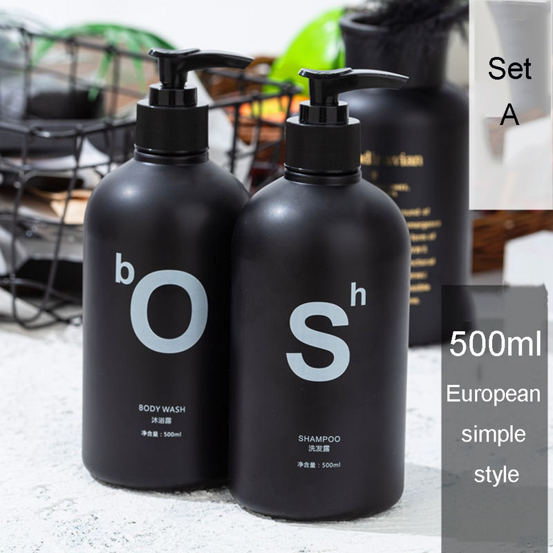 500 ml-es Nordic PET szappanpalack barna fürdőszobai tusfürdő újratölthető flakonok sampon mosó hajbalzsam lotion sajtó adagoló
