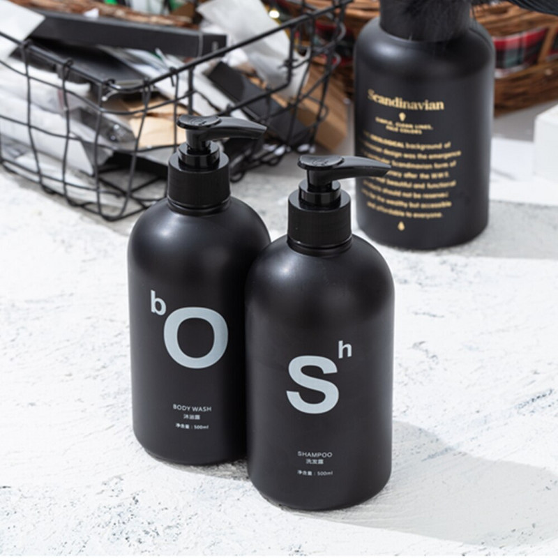 500 ml-es Nordic PET szappanpalack barna fürdőszobai tusfürdő újratölthető flakonok sampon mosó hajbalzsam lotion sajtó adagoló