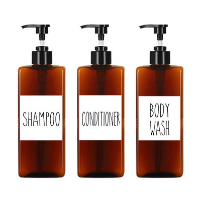 3 vnt 500 ml vonios kambario skysto muilo dozatorius šampūno kondicionieriui Daugkartinis dušo želė losjono pompos buteliukas tuščias indelis