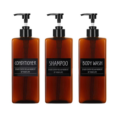 3 vnt 500 ml vonios kambario skysto muilo dozatorius šampūno kondicionieriui Daugkartinis dušo želė losjono pompos buteliukas tuščias indelis