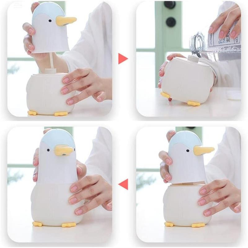 Automata folyékony szappanadagoló USB újratölthető érintésmentes hordozható Penguin habszappan adagoló fürdőszobai konyhához