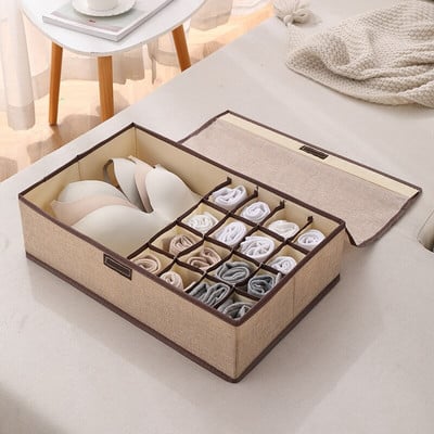 New Oxford Cloth 17 Grid Сгъваемо бельо Чорапи Кутия за съхранение Чекмедже Разделител Кутии Гардероб Органайзери Сутиени Гащи Спестете място