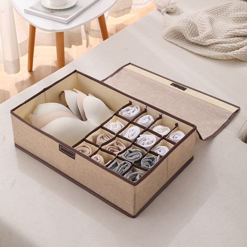 New Oxford Cloth 17 Grid Сгъваемо бельо Чорапи Кутия за съхранение Чекмедже Разделител Кутии Гардероб Органайзери Сутиени Гащи Спестете място