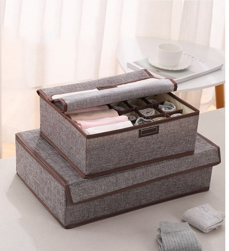 New Oxford Cloth 17 Grid Сгъваемо бельо Чорапи Кутия за съхранение Чекмедже Разделител Кутии Гардероб Органайзери Сутиени Гащи Спестете място