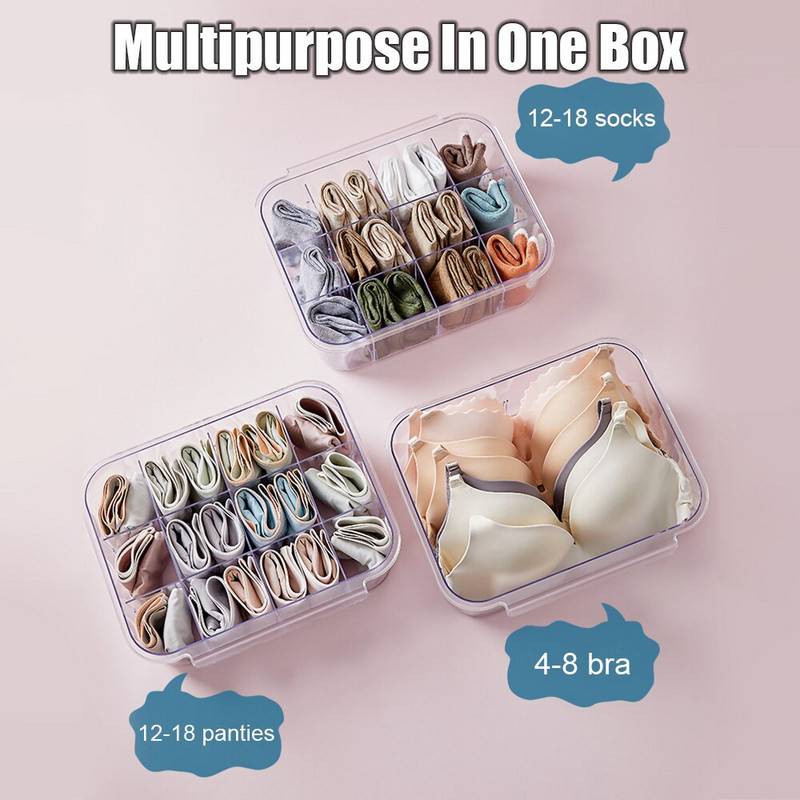 Сутиен Underwea Кутии за съхранение Гардероб Чекмедже Чекмедже Тип прахоустойчиво 12 решетки Разглобяема преграда Органайзери за чорапи