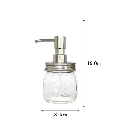 Fürdőszoba Kiegészítők Szappan adagoló Üveg Befőttesüveg Szatainmentes acél pumpás palack sampon flakon Kézfertőtlenítő dozownik do mydla