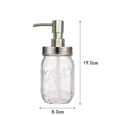 Fürdőszoba Kiegészítők Szappan adagoló Üveg Befőttesüveg Szatainmentes acél pumpás palack sampon flakon Kézfertőtlenítő dozownik do mydla
