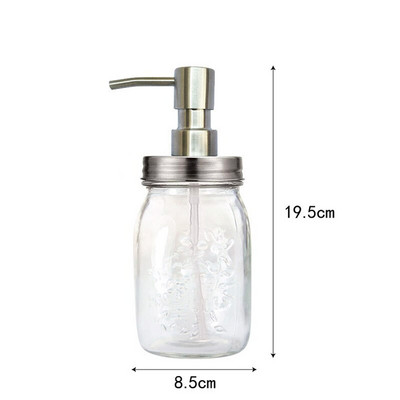 Fürdőszoba Kiegészítők Szappan adagoló Üveg Befőttesüveg Szatainmentes acél pumpás palack sampon flakon Kézfertőtlenítő dozownik do mydla