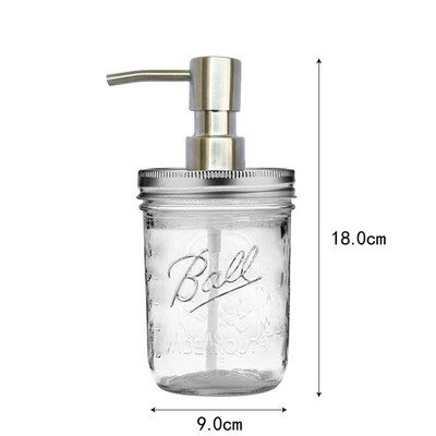 Fürdőszoba Kiegészítők Szappan adagoló Üveg Befőttesüveg Szatainmentes acél pumpás palack sampon flakon Kézfertőtlenítő dozownik do mydla