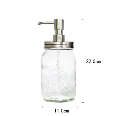 Fürdőszoba Kiegészítők Szappan adagoló Üveg Befőttesüveg Szatainmentes acél pumpás palack sampon flakon Kézfertőtlenítő dozownik do mydla