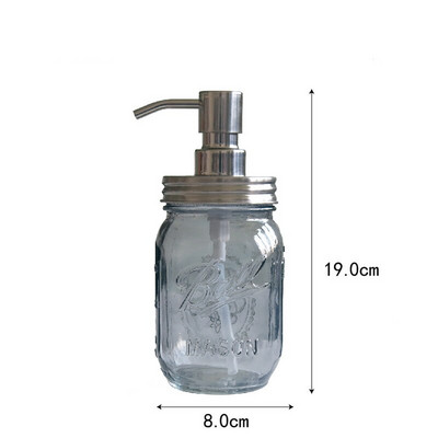Fürdőszoba Kiegészítők Szappan adagoló Üveg Befőttesüveg Szatainmentes acél pumpás palack sampon flakon Kézfertőtlenítő dozownik do mydla