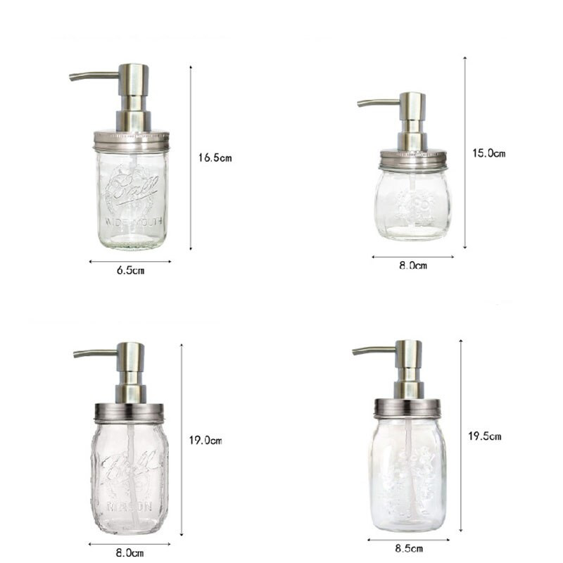 Fürdőszoba Kiegészítők Szappan adagoló Üveg Befőttesüveg Szatainmentes acél pumpás palack sampon flakon Kézfertőtlenítő dozownik do mydla