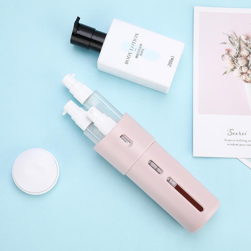 Travel Dispenser Split Bottle Sampon Lotion Tusfürdő Szappanpalack 4 az 1-ben Üres Alsópalack Prés Tartály Újratölthető Palackok