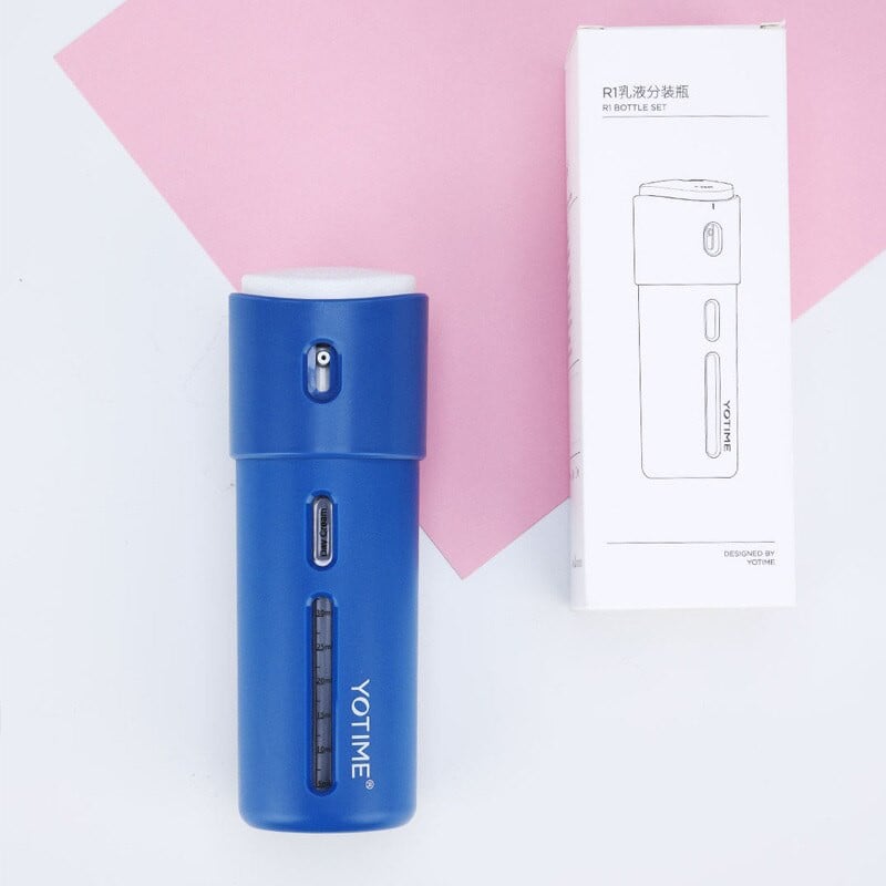 Travel Dispenser Split Bottle Sampon Lotion Tusfürdő Szappanpalack 4 az 1-ben Üres Alsópalack Prés Tartály Újratölthető Palackok