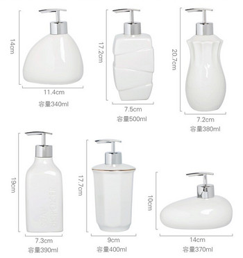 340-500 мл чиста бяла керамична емулсионна бутилка, дозатор за течен сапун, домашен хотел, шампоан, душ гел, дезинфектант за ръце, балсам, бутилка