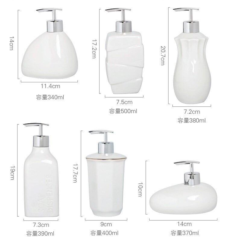 340-500 ml tiszta fehér kerámia emulziós flakon folyékony szappanadagoló otthoni sampon tusfürdő kézfertőtlenítő balzsam Bott