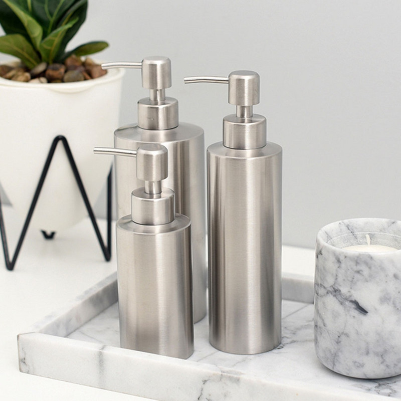 250 ml-es 350 ml-es 550 ml-es szappanadagoló otthoni fürdőszobai samponos flakonok Rose Gold Ezüst Rozsdamentes Acél Üres Utántöltő Prés Alpalack