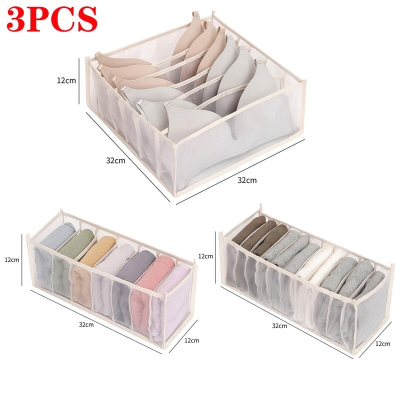 3 бр./компл. Органайзер за бельо Домашен сгъваем шкаф Органайзери гащички Чорапи Кутия за съхранение Разделители Чекмедже Органайзер за гардероб