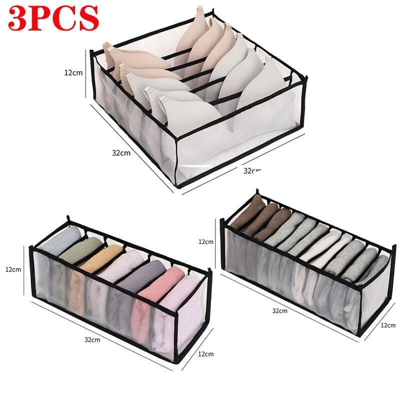 3 бр./компл. Органайзер за бельо Домашен сгъваем шкаф Органайзери гащички Чорапи Кутия за съхранение Разделители Чекмедже Органайзер за гардероб