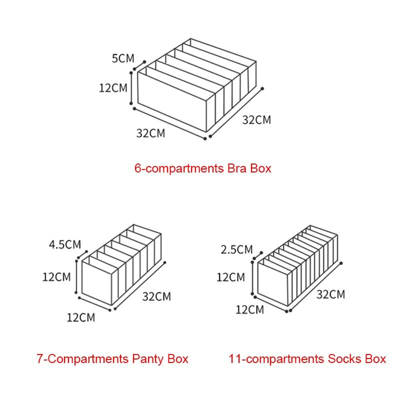 Сгъваемо бельо Сутиен Органайзер за съхранение на бикини Миещо се домашно чекмедже Гардероб Чорапи Органайзери Разделители Кутии за дрехи