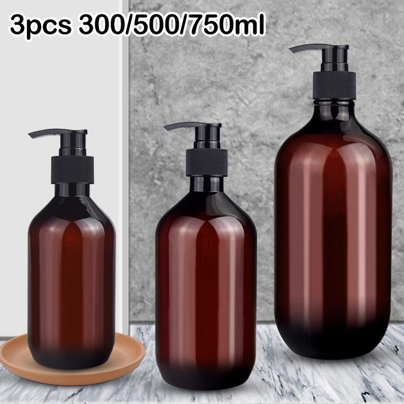3 db pumpás flakon 300 ml/500 ml/750 ml sampon szappanadagoló palack pumpa üres palack fürdőszoba kiváló minőség
