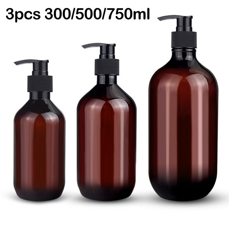 3 db pumpás flakon 300 ml/500 ml/750 ml sampon szappanadagoló palack pumpa üres palack fürdőszoba kiváló minőség
