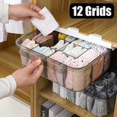 Тип чекмедже Разглобяема преграда Прахоустойчив гардероб Чекмедже Органайзери за чорапи 12 решетки Сутиен Подложка Кутии за съхранение
