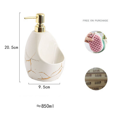 850 ml muilo dozatoriaus kriauklė stalviršyje skysto rankinio muilo dozatoriaus siurblio buteliuko korpusas su laikymo skyriumi, kuriame laikomos kempinės