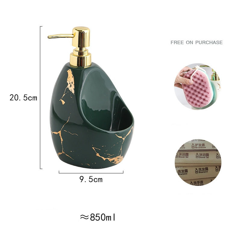 850 ml muilo dozatoriaus kriauklė stalviršyje skysto rankinio muilo dozatoriaus siurblio buteliuko korpusas su laikymo skyriumi, kuriame laikomos kempinės