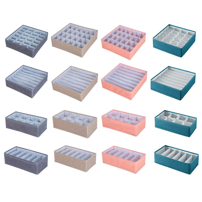 Vászon fiók rendszerezők Összehajtható fiókos szekrény elválasztó dobozok Légáteresztő szekrény elválasztó tároló doboz sálak számára Zokni Bugyi