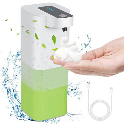Automata szappanadagoló érzékelővel, 400 ml, USB újratölthető habszappan adagoló, IPX4 vízálló, érintésmentes