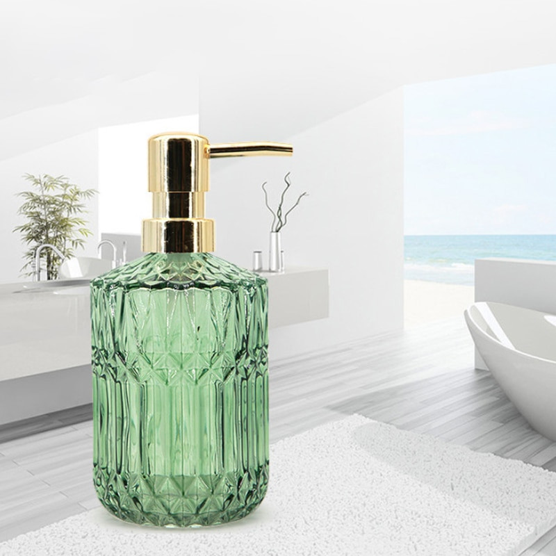 400 ml skaidraus stiklo muilo dozatorius vonios kambariui/virtuvėms rankinio preso šampūno kondicionieriaus buteliukas su ABS pompa