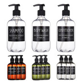 Vonios dušo komplektas Plastikiniai užpildomi tušti buteliukai Šampūnas kūno prausimuisi kondicionierius Muilo dozatoriaus buteliukas su etikete