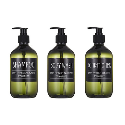 Vonios dušo komplektas Plastikiniai užpildomi tušti buteliukai Šampūnas kūno prausimuisi kondicionierius Muilo dozatoriaus buteliukas su etikete