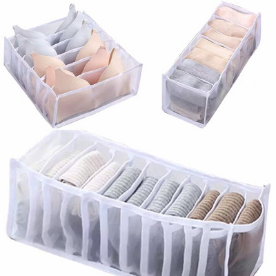 3 db/Szett Szekrény rendszerező tároló doboz elválasztott melltartó tároló doboz háztartási 7 rácsos zokni rendszerező doboz összecsukható fiókos rendszer