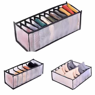 3 db/Szett Szekrény rendszerező tároló doboz elválasztott melltartó tároló doboz háztartási 7 rácsos zokni rendszerező doboz összecsukható fiókos rendszer