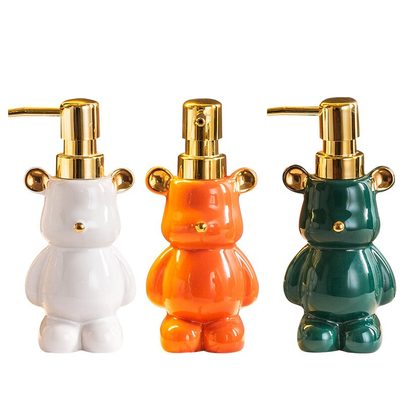 Animacinių filmų keramikos losjono buteliukas lokys Preso tipo muilo butelis Vonios kambario laikymo priedai Muilo dozatorius Automatinė virtuvė