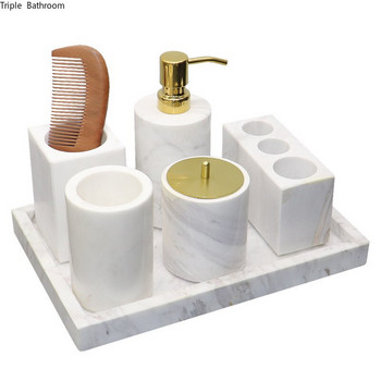 1 τμχ Nordic Marble Material Αξεσουάρ μπάνιου Προμήθειες Διανομέας σαπουνιού Στήριγμα οδοντόβουρτσας για κύπελλο Σαπουνιού Κουτί βαμβακερής μπατονέτας