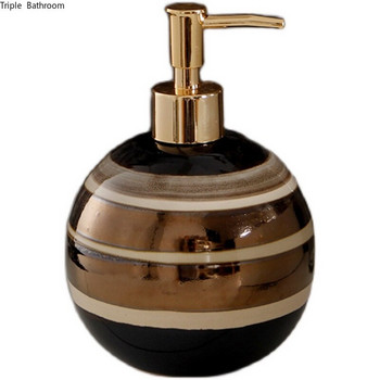 Керамична бутилка лосион Аксесоари за баня Дозатор за сапун с кръгли ивици Домашен дезинфектант за ръце Бутилки с душ гел 630 ml