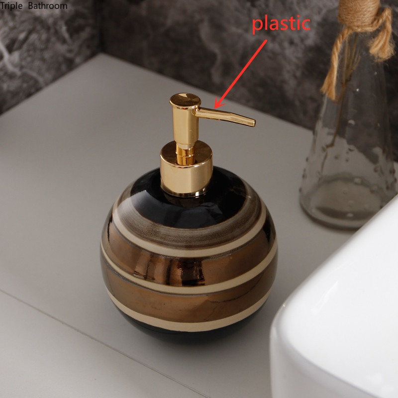 Kerámia Lotion palack Fürdőszoba Mosó Kiegészítők Kerekcsíkos Szappan adagoló Otthoni kézfertőtlenítő Tusfürdős üvegek 630ml