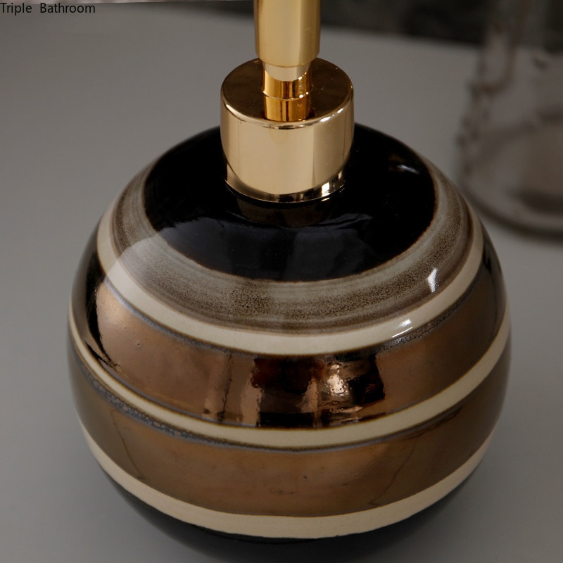 Kerámia Lotion palack Fürdőszoba Mosó Kiegészítők Kerekcsíkos Szappan adagoló Otthoni kézfertőtlenítő Tusfürdős üvegek 630ml