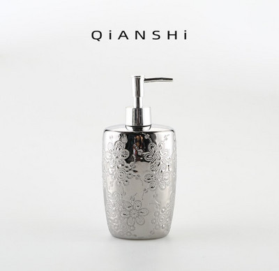 Sidabrinis keraminis losjono buteliukas Rankų dezinfekavimo priemonės buteliukai Muilo dozatorius Šampūno buteliukai Dušo želė buteliukai Vonios reikmenys