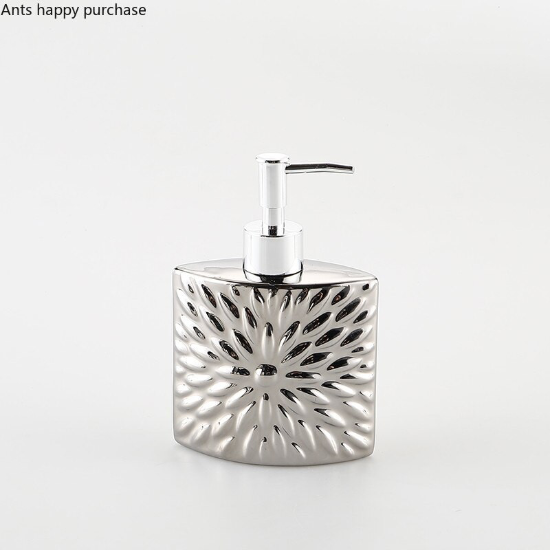 Sidabrinis keraminis losjono buteliukas Rankų dezinfekavimo priemonės buteliukai Muilo dozatorius Šampūno buteliukai Dušo želė buteliukai Vonios reikmenys