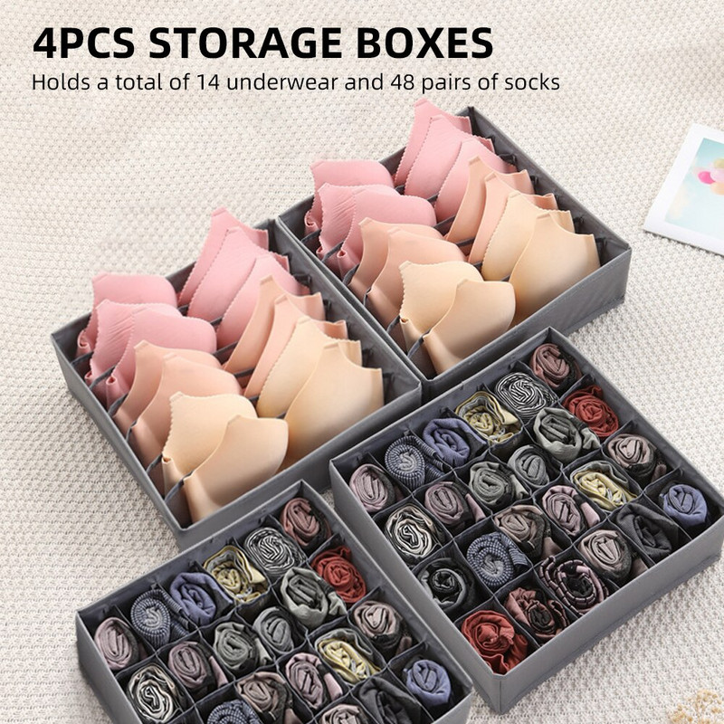 Cutii de depozitare 4 buc. Organizator pentru dulap Organizator pliabil pentru lenjerie de corp.