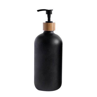 Matt fekete üveg mosogatószeres flakon faszivattyúval, folyékony szappanadagolóval, kézi szappanápoló tartály, újratölthető tégelyek konyhába