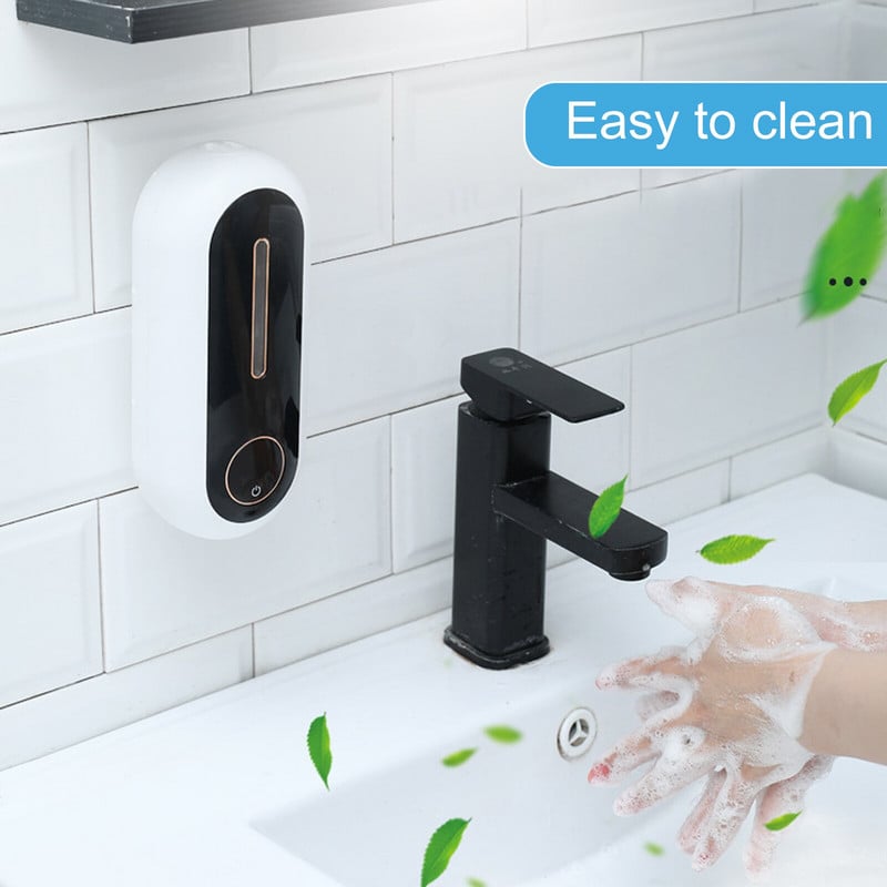 450 ml-es automata habos érintésmentes kézfertőtlenítő gép, USB töltő folyékony habos szappanadagoló falra szerelhető fürdőszobába