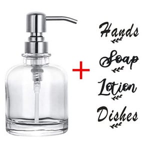 350 ml vonios kambario muilo dozatorius stiklinis butelis nerūdijančio plieno siurblio galvutė rankų muilas indų muilas, užpildomas buteliukas Virtuvės priedai