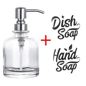 350 ml vonios kambario muilo dozatorius stiklinis butelis nerūdijančio plieno siurblio galvutė rankų muilas indų muilas, užpildomas buteliukas Virtuvės priedai